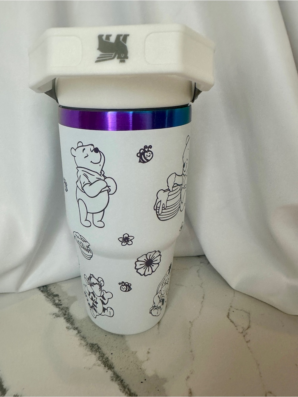 Stanley White 20oz w/Rainbow Metallic Rim featuring Winnie the Pooh NIB - Picture 3 of 4